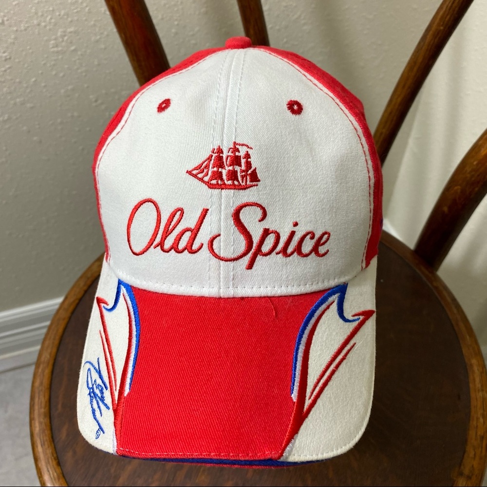 NASCAR Old Spice Cap Hat Red and White # 14 Velcro Winners Circle